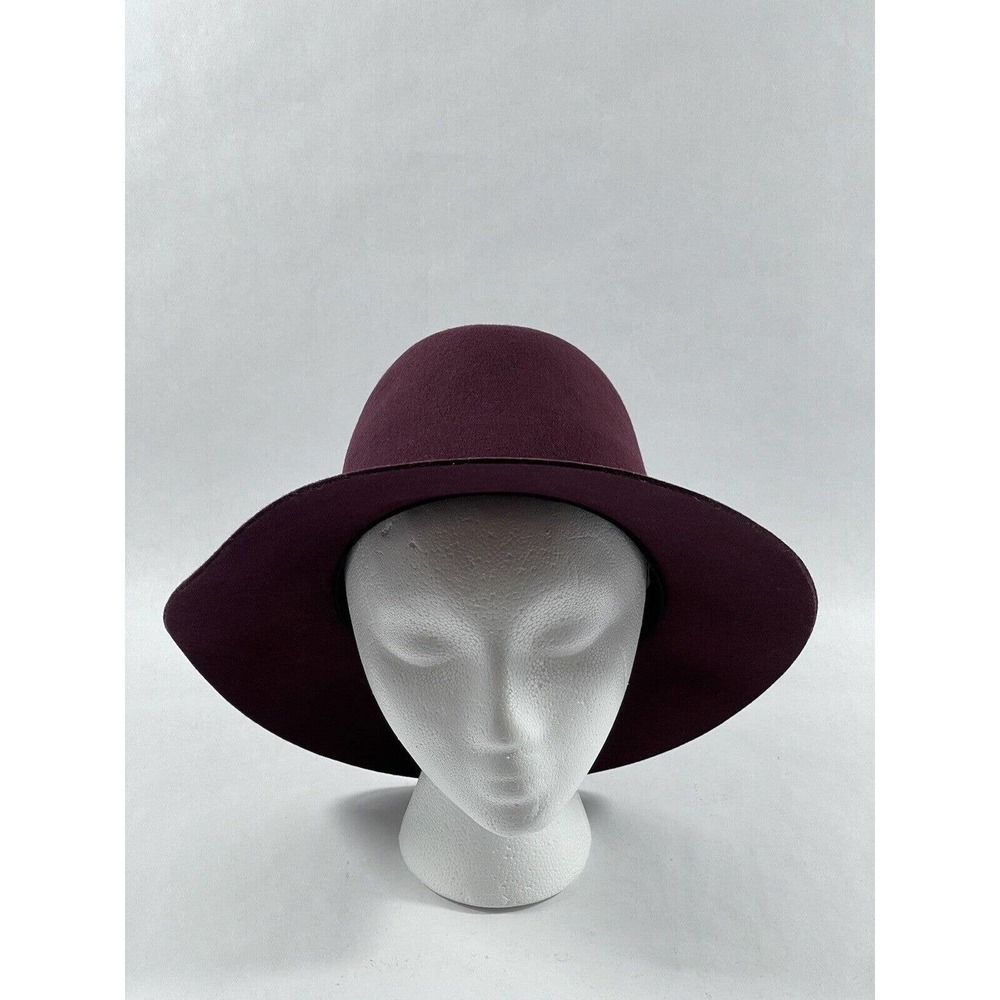 RAG & BONE Floppy Brim Wool Fedora Hat Burgundy , Size - Small $195